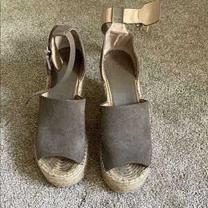 Marc Fisher Brown Espadrille Wedges